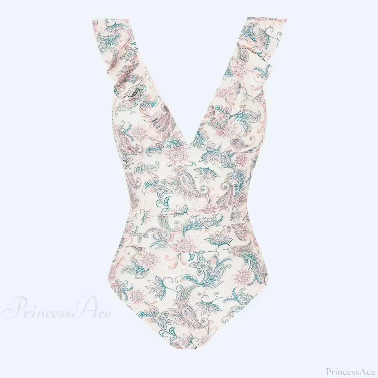 Ruffled V-neck Lace Up One Piece Set