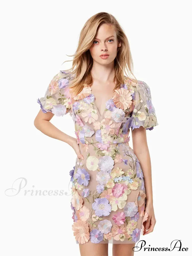 Ruffles Colorful Sling Mini Dress