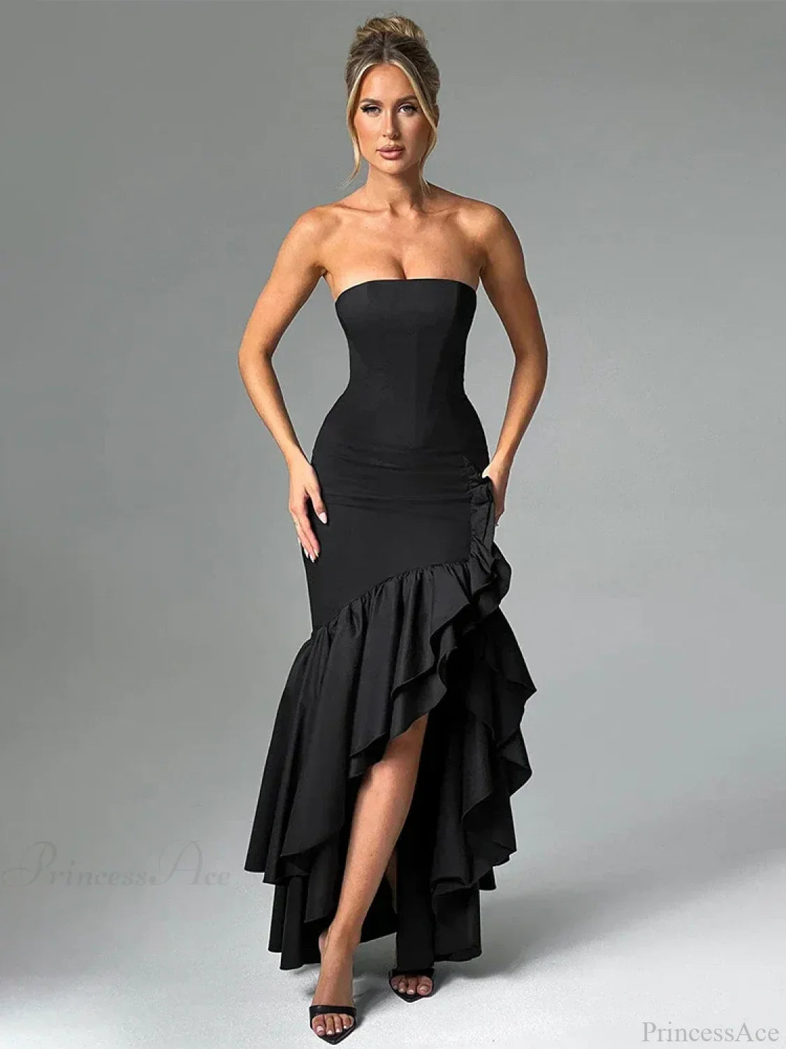 Ruffles High Split Maxi Vacation Dress