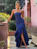 Ruffles High Split Maxi Vacation Dress