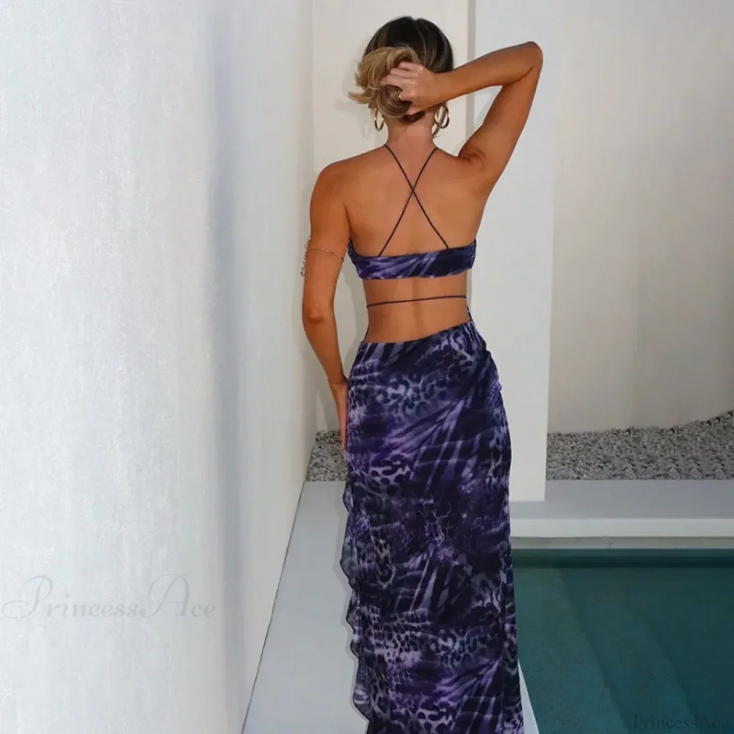 Ruffles Print Midi Vacation Dress