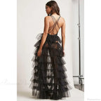 Ruffles Tulle Floor-Length Skirt