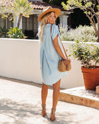 Ryan Chambray Button Down Dress Light Wash