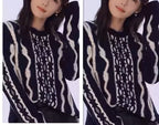 Contrast Stitch Cable Knit Sweater