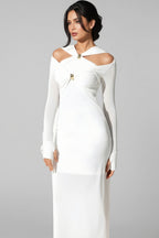 Solid Colour Strappy Maxi Dress-White