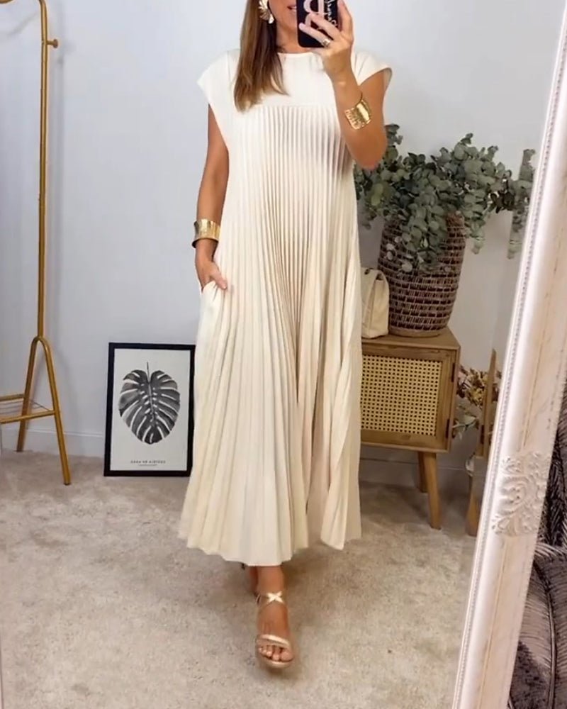 Harriet Chic Pleated Cotton Dress for Women Soft Comfortable Fit