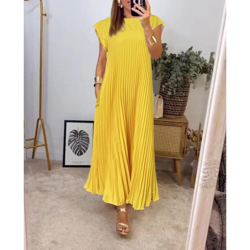 Harriet Chic Pleated Cotton Dress for Women Soft Comfortable Fit