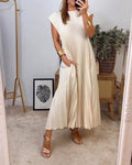 Harriet Chic Pleated Cotton Dress for Women Soft Comfortable Fit