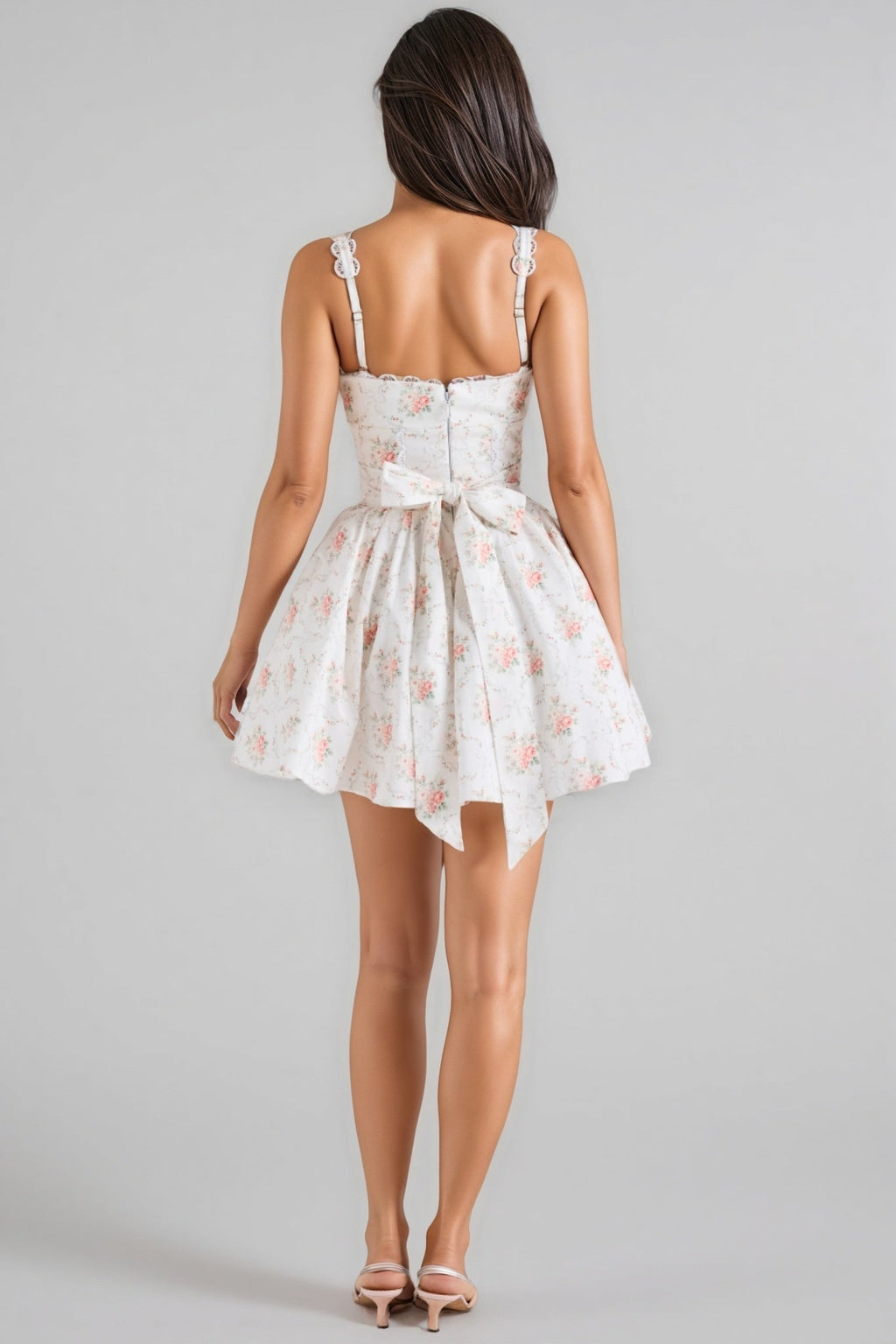 Zorat Rose Print Stretch Cotton Mini Dress