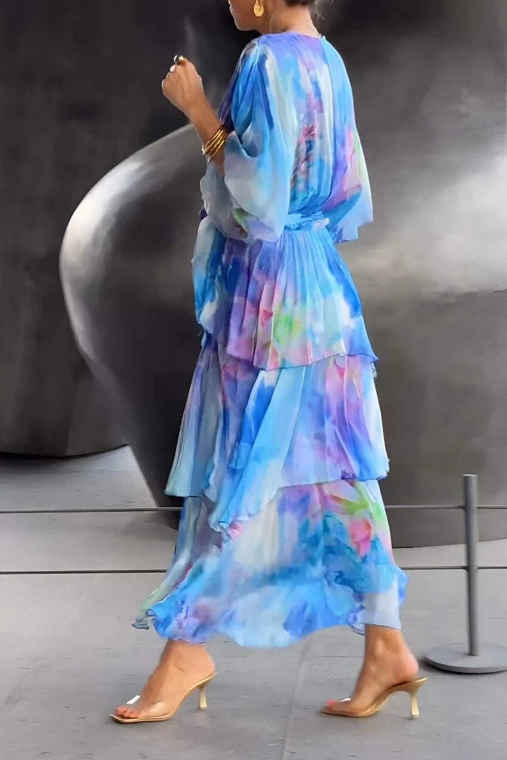 Mikayla Boutique Long Summer Dress Multicolored Chiffon Evening Wear Edit