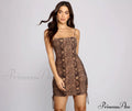 Sassy Snake Print Charming Ruched Mini Dress