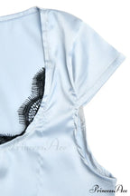Satin Mini Dress with Lace Patchwork