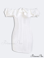 Satin Ruffled Stylish Strapless Mini Dress