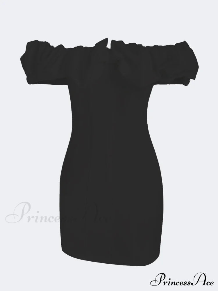 Satin Ruffled Stylish Strapless Mini Dress