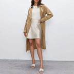 Satin Side Zipper Slim Skirt