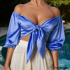 Satin Slik Crop Women Bow Sashes V Neck Crop Sleeveless Half Sleeve Cropped Backless cropped feminino Tank top
