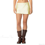 Satin Solid Low Waist Skirt