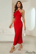 Satin Spaghetti Strap Sexy Party Dress