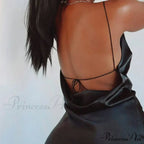 Satin Spaghetti Strap Summer Split V-neck Elegant Sleeveless Backless Club Party Outfits Sexy