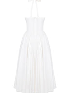 White Cotton Halter Midi Sundress