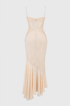 Vaelse Lace Ruffle Halter Maxi Dress