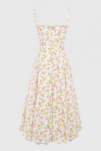 Larkt Meadow Floral Print Cotton Bustier Midi Dress