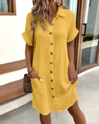 Ximena Exclusive Flattering and Breezy Mini Shirt Dress Premium Wardrobe Essential