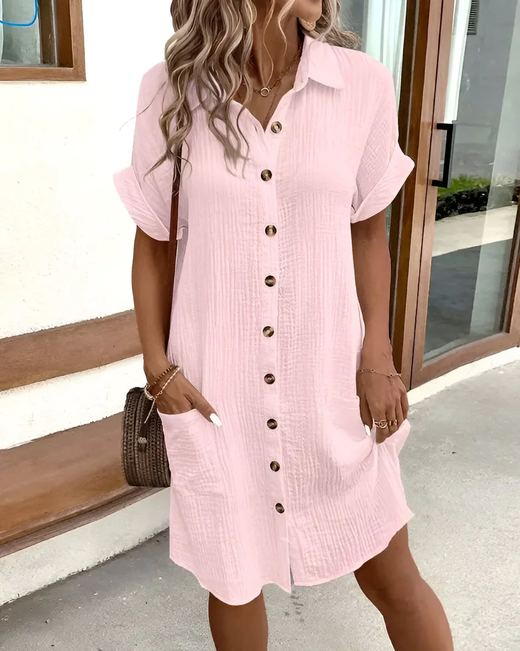 Ximena Exclusive Flattering and Breezy Mini Shirt Dress Premium Wardrobe Essential