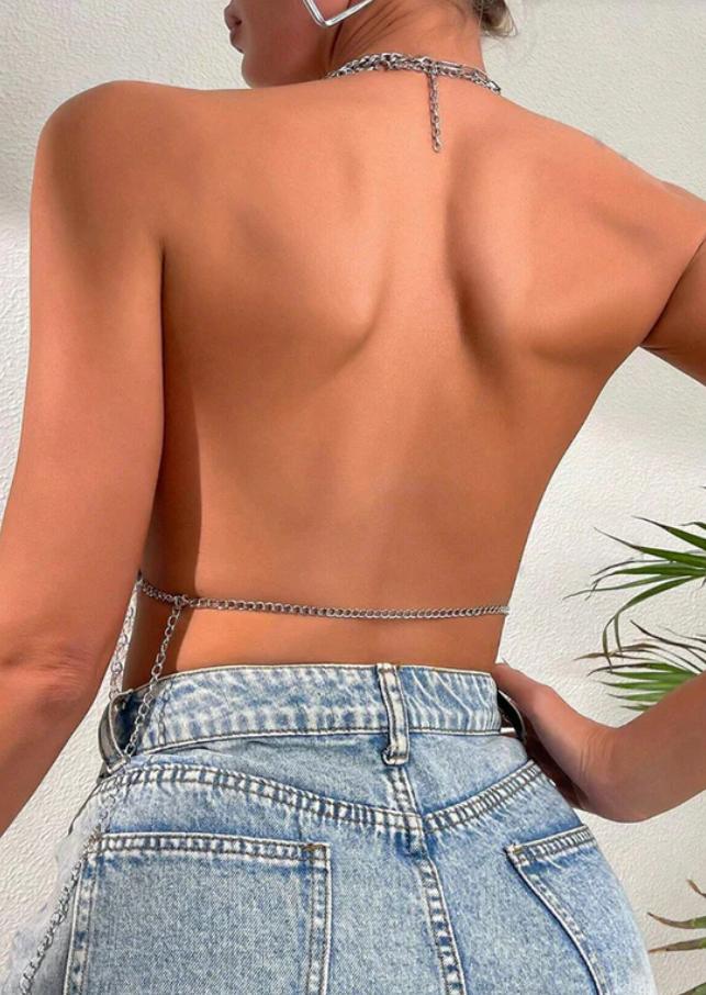 Gala Luminous Metallic Halter Top
