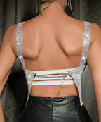 Evening Gleaming Silver Metallic Cami Top