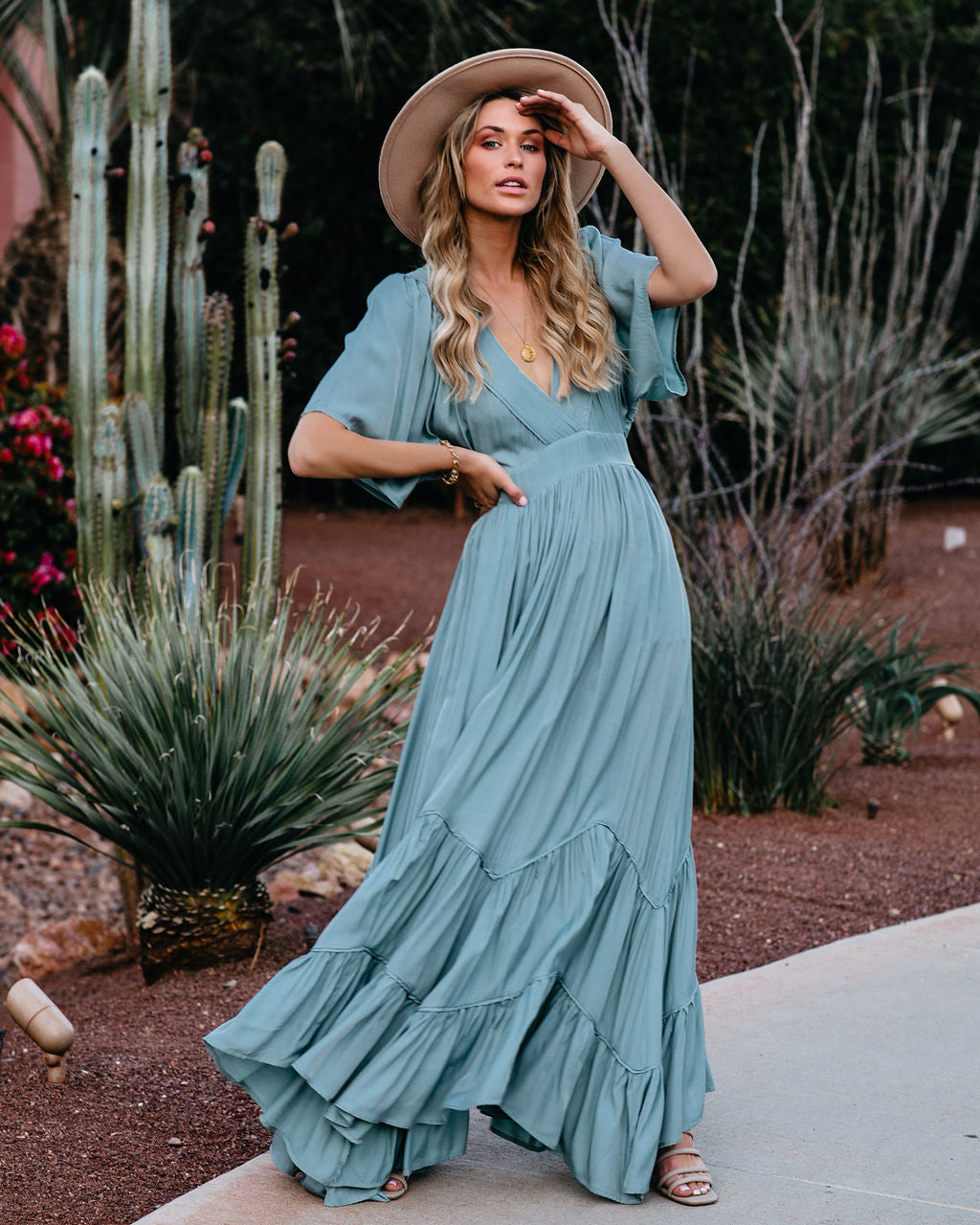 PREORDER Seafoam Season Pocketed Tiered Maxi Dress Seafoam