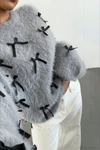 Seamoss Bow Decor Soft Crew Neck Loose Knit Sweater