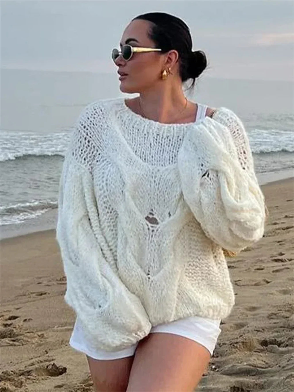 See-through Casual Loose Y2K Knitted Sweater