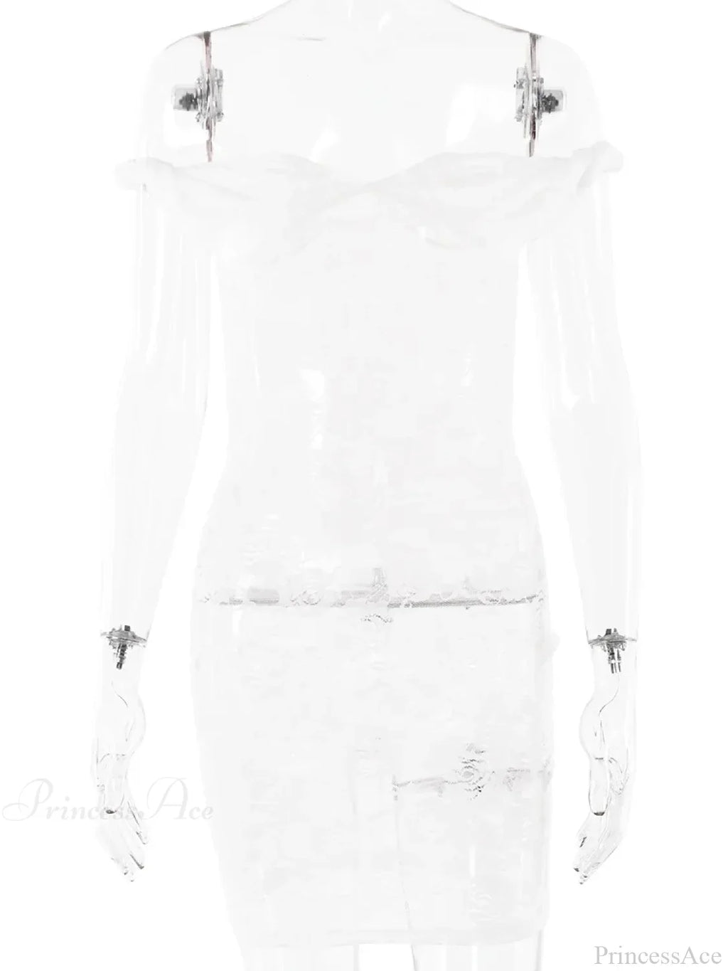 See-Through Lace Floral Off-Shoulder Bodycon Mini Floral Dress