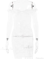 See-Through Lace Floral Off-Shoulder Bodycon Mini Floral Dress