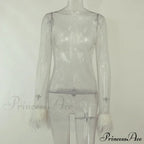 See Through Mesh Autumn Black Long O-Neck Sexy Club Partywear Fashion Bodycon Dress