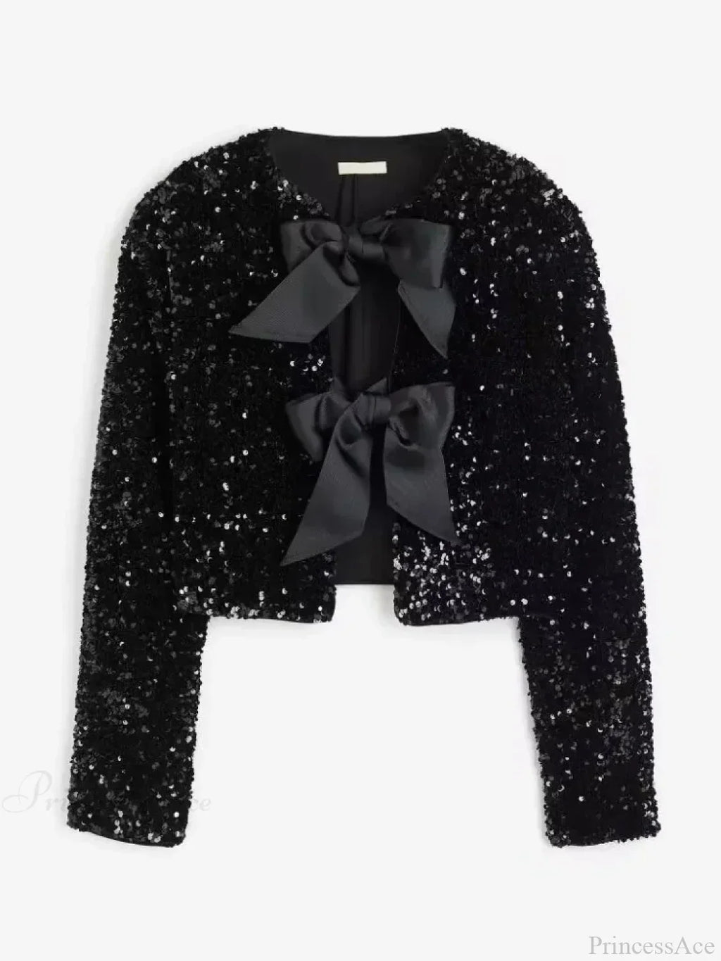 Sequin Bow Lace-Up Short Coat