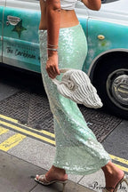 Sequin High Waist Slim Skirt