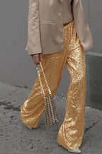 Sequin Long Straight Pants