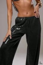 Sequin Loose Wide-Leg Casual Pants