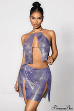 Sequin Metallic Print Backless Mini Party Dress