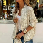 Sequin Shiny Slim Fit Zipper Party Cardigan