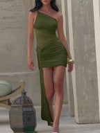 Serena Asymmetric Mesh Mini Dress