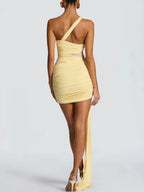 Serena Asymmetric Mesh Mini Dress