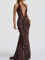 Serena Leopard Halter Maxi Dress