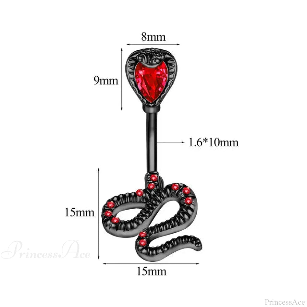 Serpent Crystal Bloom Dark Belly Ring