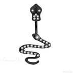 Serpent Crystal Bloom Dark Belly Ring