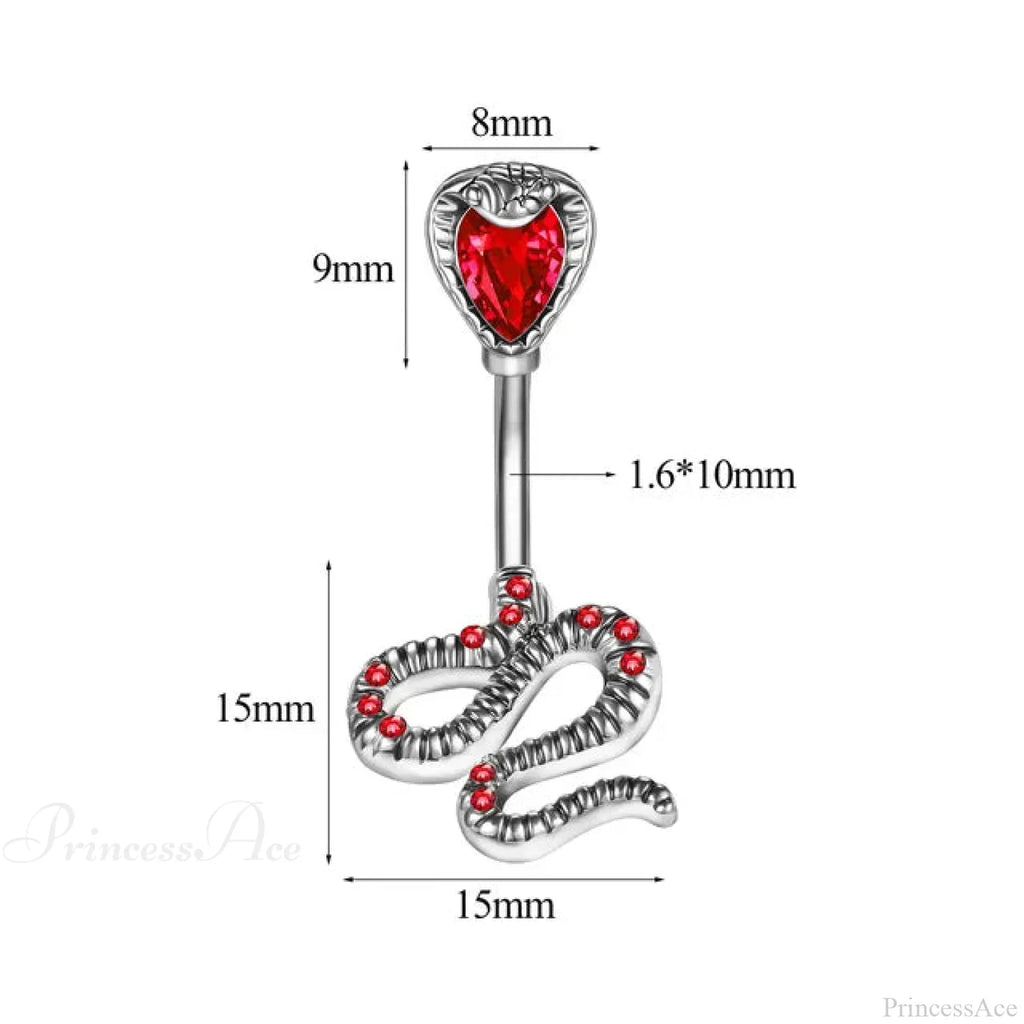 Serpent Crystal Bloom Dark Belly Ring