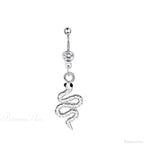 Serpent Crystal Bloom Dark Belly Ring