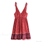 Sexy Deep V-neck Sleeveless Strapless Mini Boho Dress
